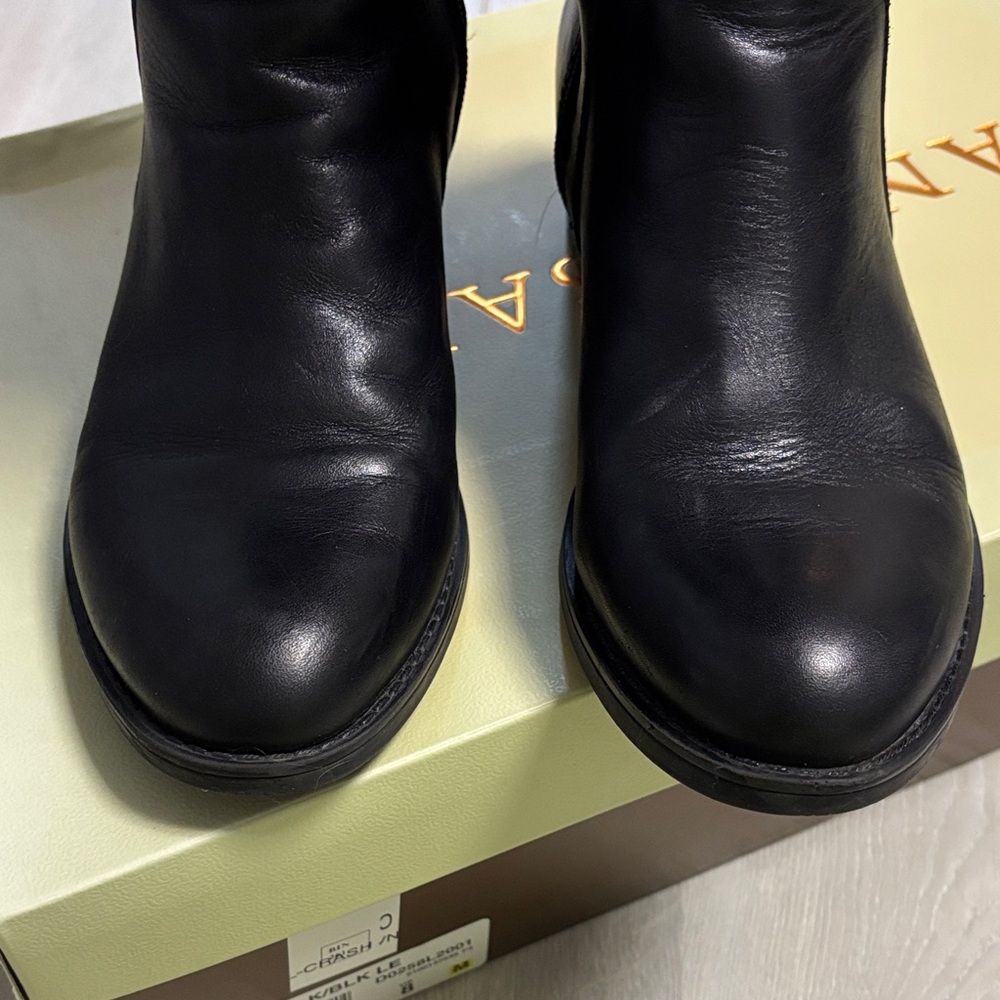 Ladies 8 Franco Sarto Crash Black Leather Riding Moto Tall Boots - Picture 8 of 10